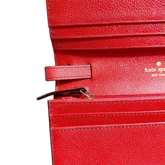 Kate Spade Convertable Red Bow  Wallet Women's Red Leather Wristlet - Picture 4 of 9